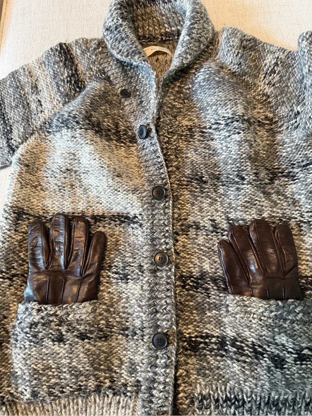 Yigal Azrouel Gray Marled Shawl Collar Cardigan - Picture 3 of 5